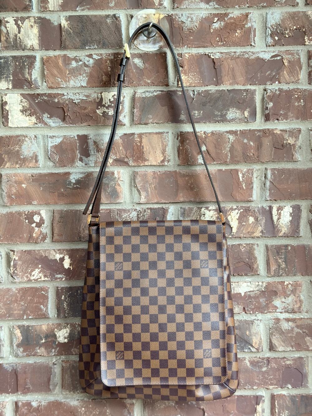 Louis Vuitton Musette Handbag Damier Ebene GM Brown 638420